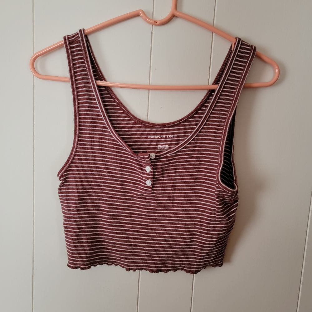 American Eagle Cropped Henley Tank